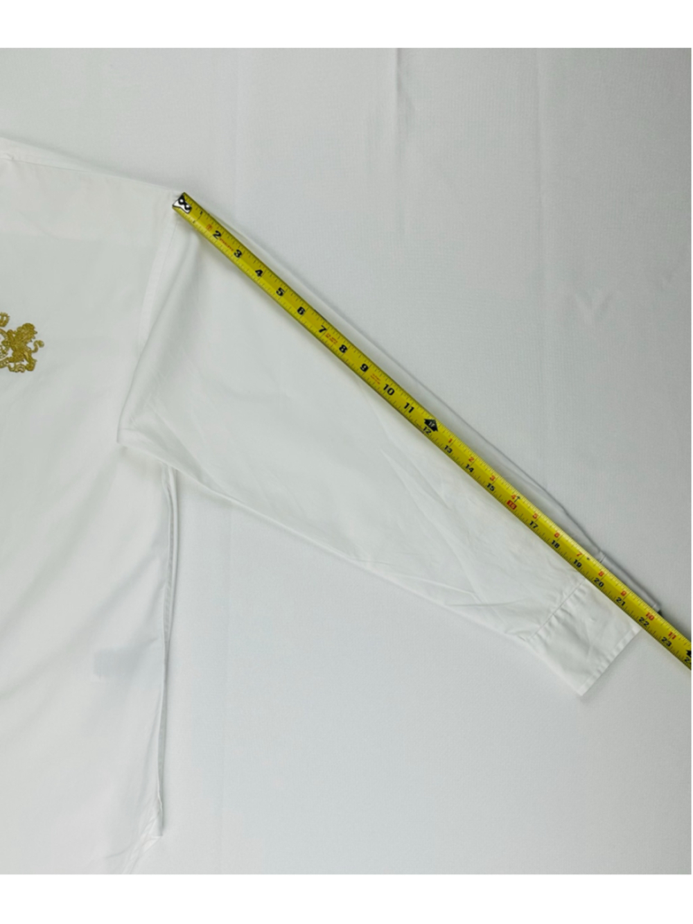 Lauren Ralph Lauren Women’s L White Cotton Shirt Gold Crest Logo Buttons - Picture 5 of 13